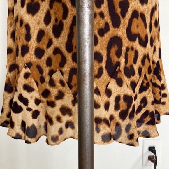 Escada silk leopard print skirt, lined, marked size 34=size 2 - Picture 5 of 11